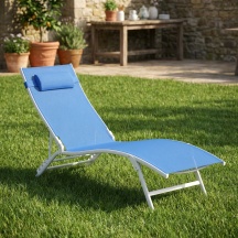 Amicasa KZ013AA Lettino Prendisole da Giardino 58x180x36 cm Azzurro Oscar