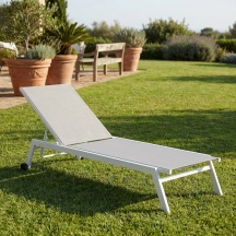 Amicasa LSTL802BIGR Lettino Prendisole da Giardino 55x192x100 cm BiancoGrigio Haiti