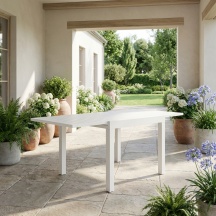 Amicasa LS ET 01NA RIVA B Tavolo da Giardino Allungabile Alluminio 90-180x90x75 cm Bianco Riva