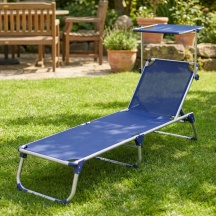 Amicasa Lett 3 Lettino Prendisole da Giardino Pieghevole 69x190x31 cm Blu
