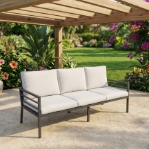 Amicasa Loren Divano da Esterno 3 Posti in Alluminio 186x73x85 cm Grigio