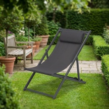 Amicasa Nero Sdraio da Giardino Pieghevole in Alluminio 58x99x83h cm  Rimini