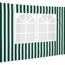 Amicasa Parete 200 Rigata Parete per Gazebo 200 cm Rigata Bianco e Verde