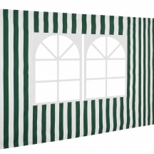 Amicasa Parete 300 Rigata Parete per Gazebo 300 cm Rigata Bianco e Verde