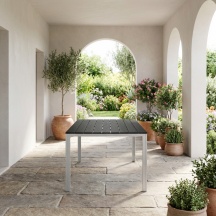 Amicasa SAK-156 Tavolo da Giardino Rettangolare Metallo 156x78x74 AntraciteBianco Roma