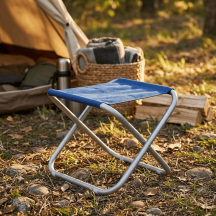 Amicasa SBC-001 Sgabello Pieghevole Sgabello Campeggio AcciaioPVC 38x33x44 cm Blu