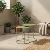 Amicasa STAV136 Tavolo da Giardino Set 2 Tavolini 45x45x45,5 cm Verde Salvia Zurigo
