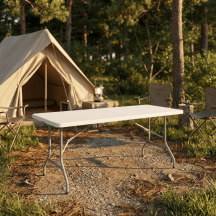 Amicasa SZK 180BN Tavolo da Giardino Pieghevole AcciaioPolietilene 180x75x72 cm Bianco