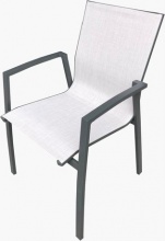 Amicasa Sandra Sedia per Esterni AlluminioTextilene 59x57x88 cm Grigio Scuro