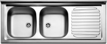 Apell PI1202MRPC Lavello Cucina Appoggio 2 Vasche Gocciolatoio Dx 120 cm Acciaio