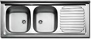 Apell PI120LPC Lavello Cucina Appoggio 2 Vasche Gocciolatoio Sx 120 cm Acciaio