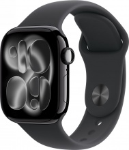 Apple MEQT4QLA Watch Series 11 GPS 42 mm in Alluminio Jet Black con Sport Band Nero SM