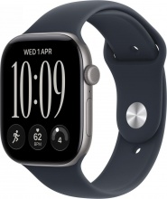 Apple MJEJ4QLA Watch S12 GPS 46 mm in Alluminio Grigio con Cinturino Sport Blu Marino ML
