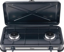 Ardes AR1FG02 Fornello Portatile da Campeggio a Gas 2 Fuochi GPL colore Nero