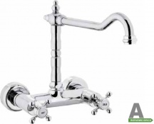 Argo CU 0870 Rubinetto Cucina Miscelatore a Muro Doppio Comando Cromo  Amsterdam