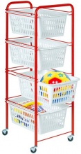 Artex ART121254 Carrello Cucina Portafrutta PlasticaMetallo 32x38x86 RossoBianco Siena