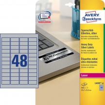 Avery L6009-20 Etichette in Poliestere Argento Per Stampanti Laser 45.7x21.2 Mm