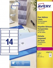 Avery L7563-25 Etichette Trasparente Indir 99 1x38 1Singolo