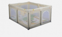 Aziamor AZ120-BEI Box per Bambini Recinto Neonato Pieghevole e Tappeto gioco Beige