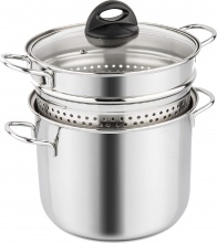 BARAZZONI 419048022 Pentola Cuoci Pasta Pastaiola Inox cm 22 con Scolapasta Cuoci e Vedi