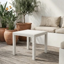 BICA 9096 Tavolo da Giardino Quadrato Rattan PE 80x80x74 cm Bianco Dallas