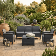 BICA 9168.4 Set da giardino Salotto da giardino PE Rattan Grafite 9168 Venezia III