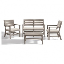 BICA 9690.1 Salotto da Giardino Divano 2 Posti 2 Poltrone Tavolino Taupe - DOGHE