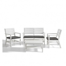 BICA 9690 Salotto da Giardino Divano 2 Posti 2 Poltrone Tavolino Bianco - DOGHE