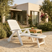 BICA BC960 Lettino Prendisole da Giardino Pieghevole in Plastica 190x72x60 cm Bianco