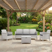 BICA SDG9168B Salotto da Giardino Divano 3 Posti 2 Poltrone Tavolino Bianco Venezia III