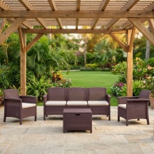 BICA SDG9168M Salotto da Giardino Divano 3 Posti 2 Poltrone Tavolino Marrone Venezia III