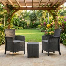 BICA Terrace Salotto da Giardino con 2 Poltrone Tavolino Rattan PE Antracite - Lido