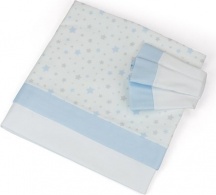 Baby Idea L2006AZ Lenzuola Lettino Neonato Federa + Sopra + Sotto Azzurro Stelline
