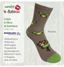 Baciuzzi SCNNFPVBRX02 Calze Antiscivolo Bambini in fibra di Bamb� 3 - 4 Anni Corda - Pavone