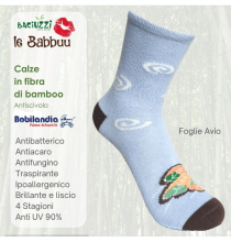 Baciuzzi SCTRRFGLCLS03 Calze Antiscivolo Bambini in fibra di Bamb� 5 - 6 Anni Celeste - Foglie