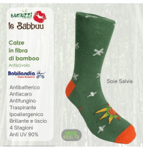 Baciuzzi SCTRRSUNSLV02 Calze Antiscivolo Bambini in Fibra di Bamb� 3 - 4 Anni Salvia - Sole