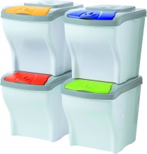 Bama 40300 Pattumiera Poker Set 4 pezzi litri 20 Componibile