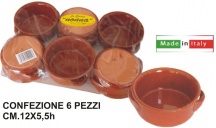 Barone Ceramica 052 Tegamini Bassi in Terracotta Adatto per Forno 6 pezzi cm 12x5.5h