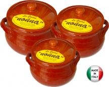 Barone Ceramica BR061 Pentola in Terracotta Fuoco Spargifiamma cm 20 con Coperchio
