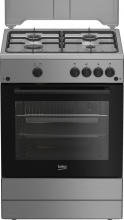 Beko FBG62010DX Cucina a Gas con Forno a Gas 4 Fuochi 60x60 cm Inox e Nero