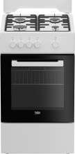 Beko FSG522DWC Cucina a Gas 4 Fuochi Forno a Gas 50x60 cm Coperchio BiancoNero
