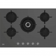 Beko HILW 75222 SZG Piano Cottura 5 Fuochi a Gas 75 cm Cristallo Grigio Pietra