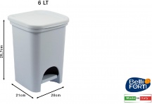 Belli E Forti L32103 Pattumiera a Pedale Colors Line litri 6 Bianco