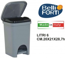Belli E Forti L32107 Pattumiera a Pedale Colors Line litri 6 Grigio