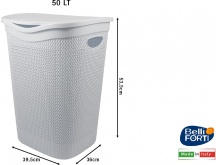 Belli E Forti L32403 Portabiancheria Intreccio litri 50 Bianco