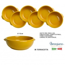Benegiamo 3100994 Set di Tegamini in Terracotta Set 6 pezzi � 15 cm Giallo Ghiotta