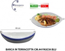 Benegiamo BENE867539 Piatto Barca Fascia Blu 44 cm in Terracotta