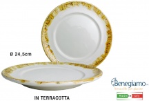 Benegiamo NE133AS Piatto Piano Terracotta cm 24.5 Avorio Striato