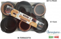 Benegiamo NE2246 Tegamini in Terracotta Adatta per Forno Set 6 pezzi Marrone Ghiotta