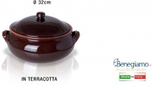 Benegiamo NE681 Tegame in Terracotta Utilizzabile in Forno cm 32 Premia